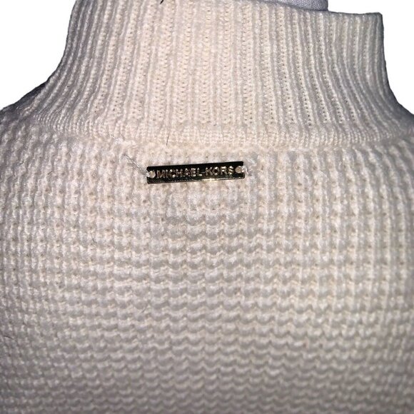 MICHAEL Michael Kors Women's M Medium Chunky Knit Sweater Fringed Textured Beige - Picture 6 of 7
